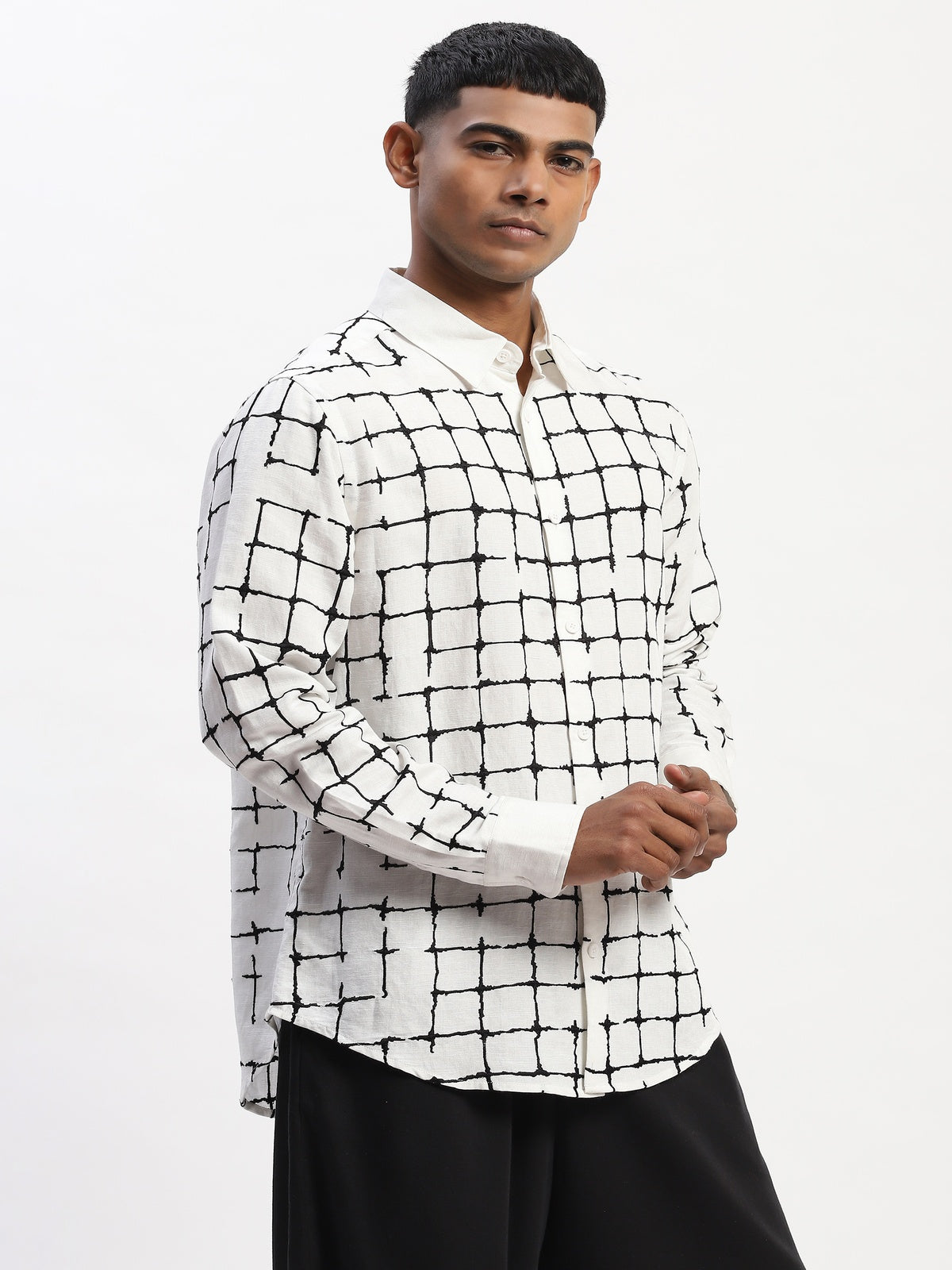 Embroidered Grid Shirt