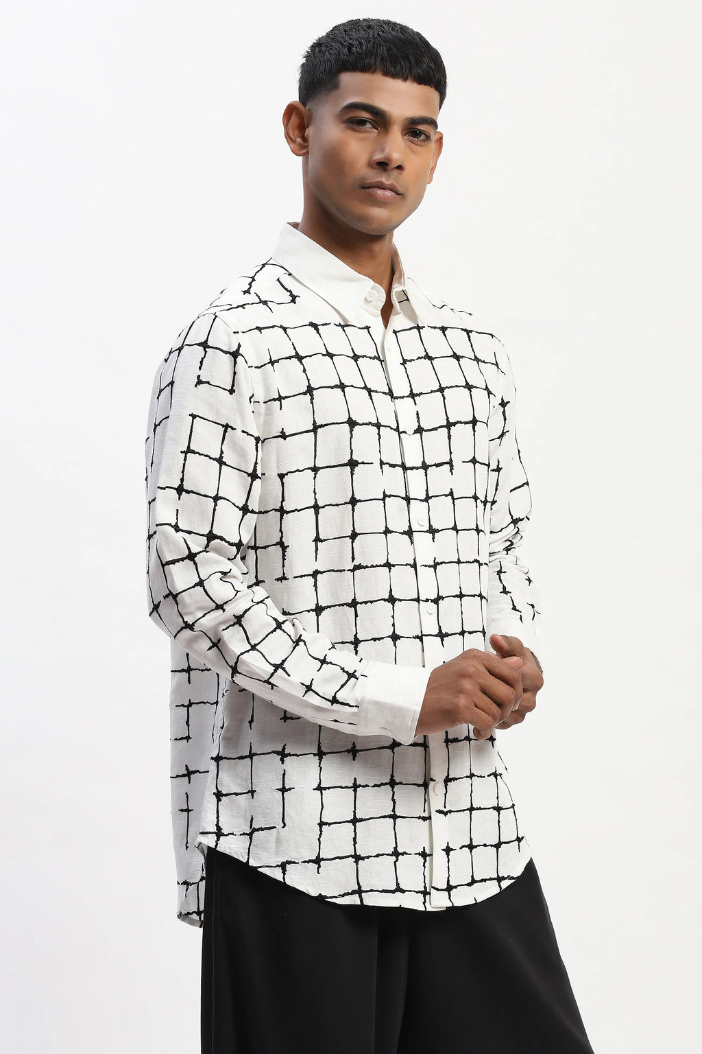 Embroidered Grid Shirt