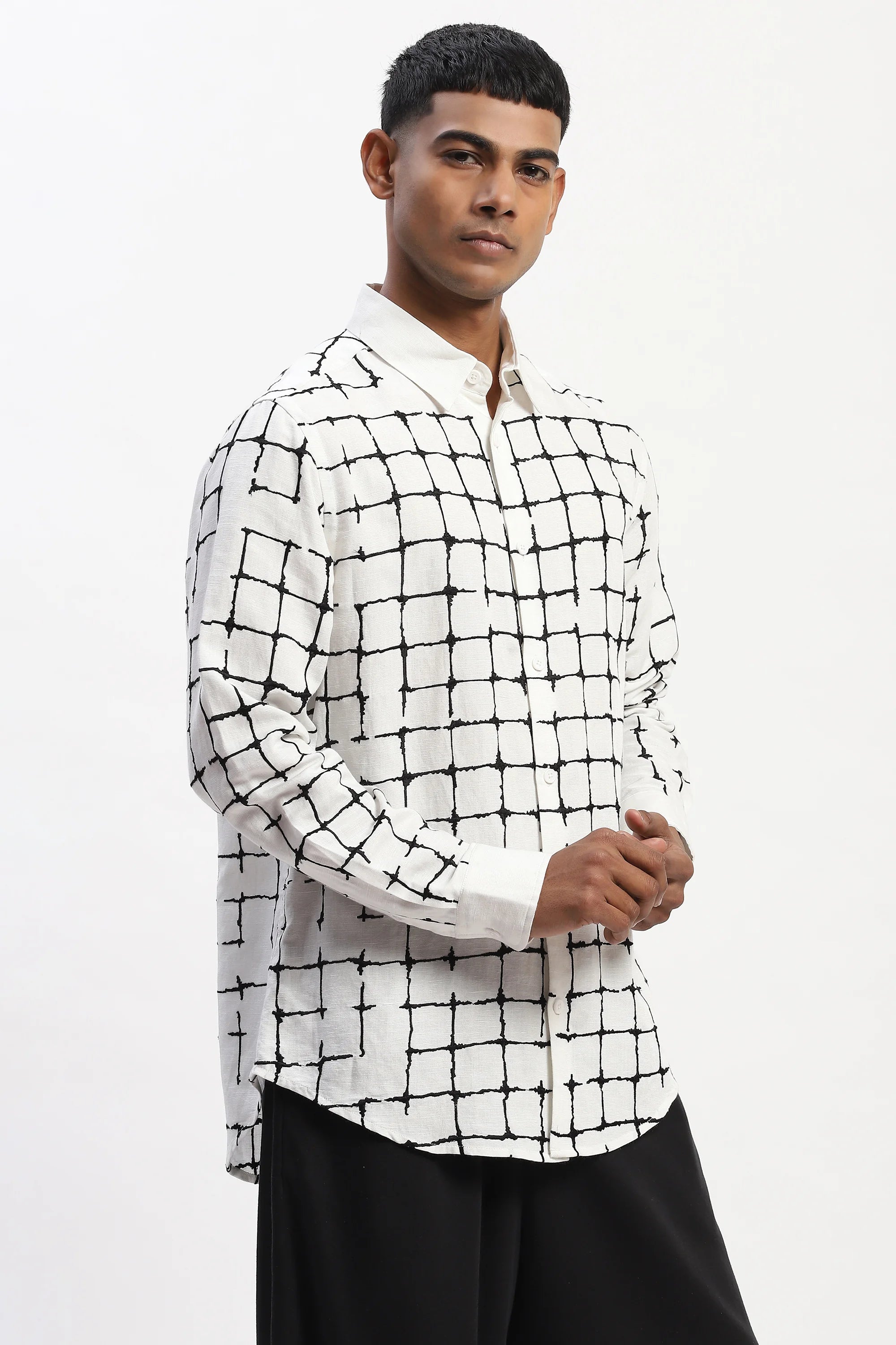 Embroidered Grid Shirt