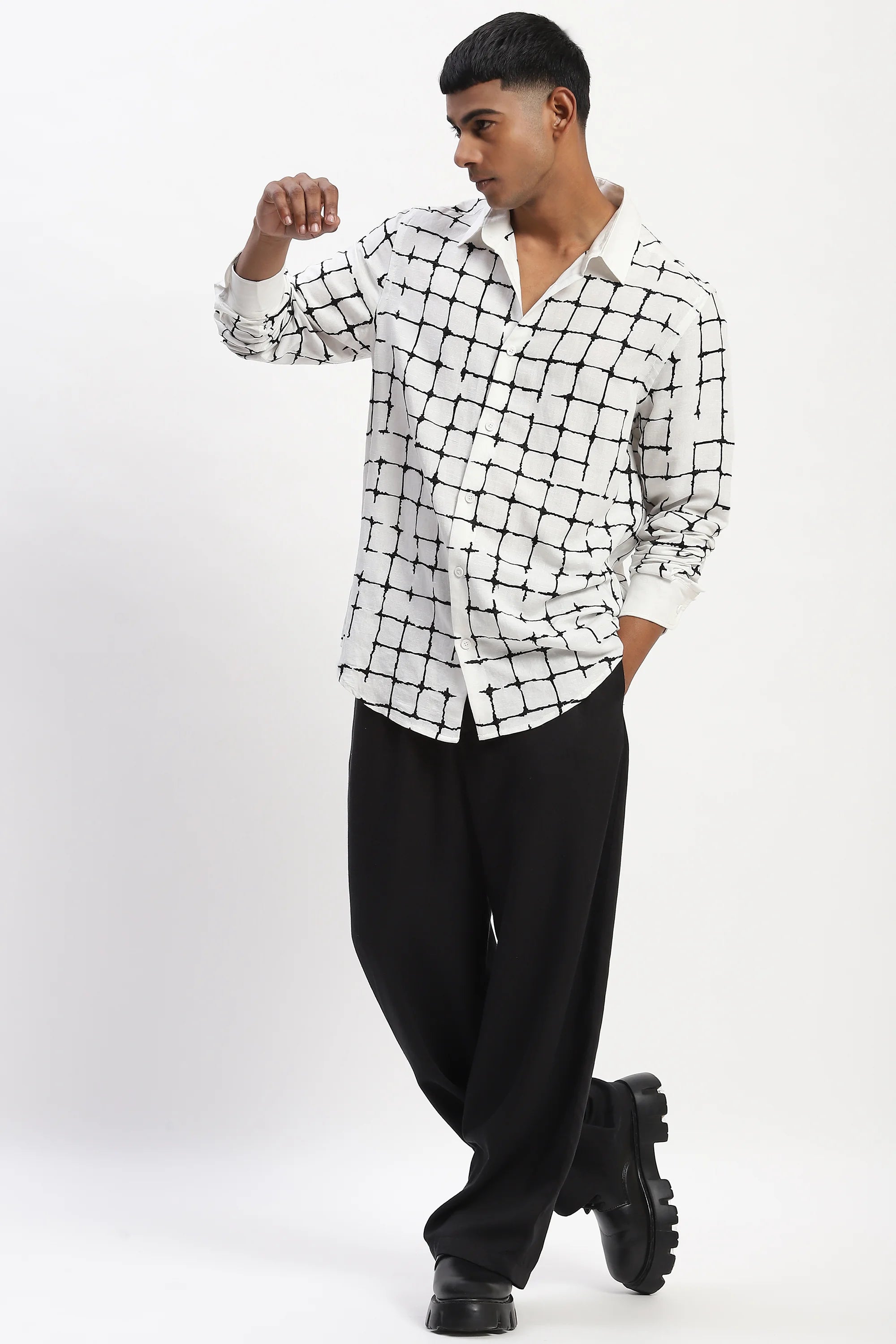 Embroidered Grid Shirt