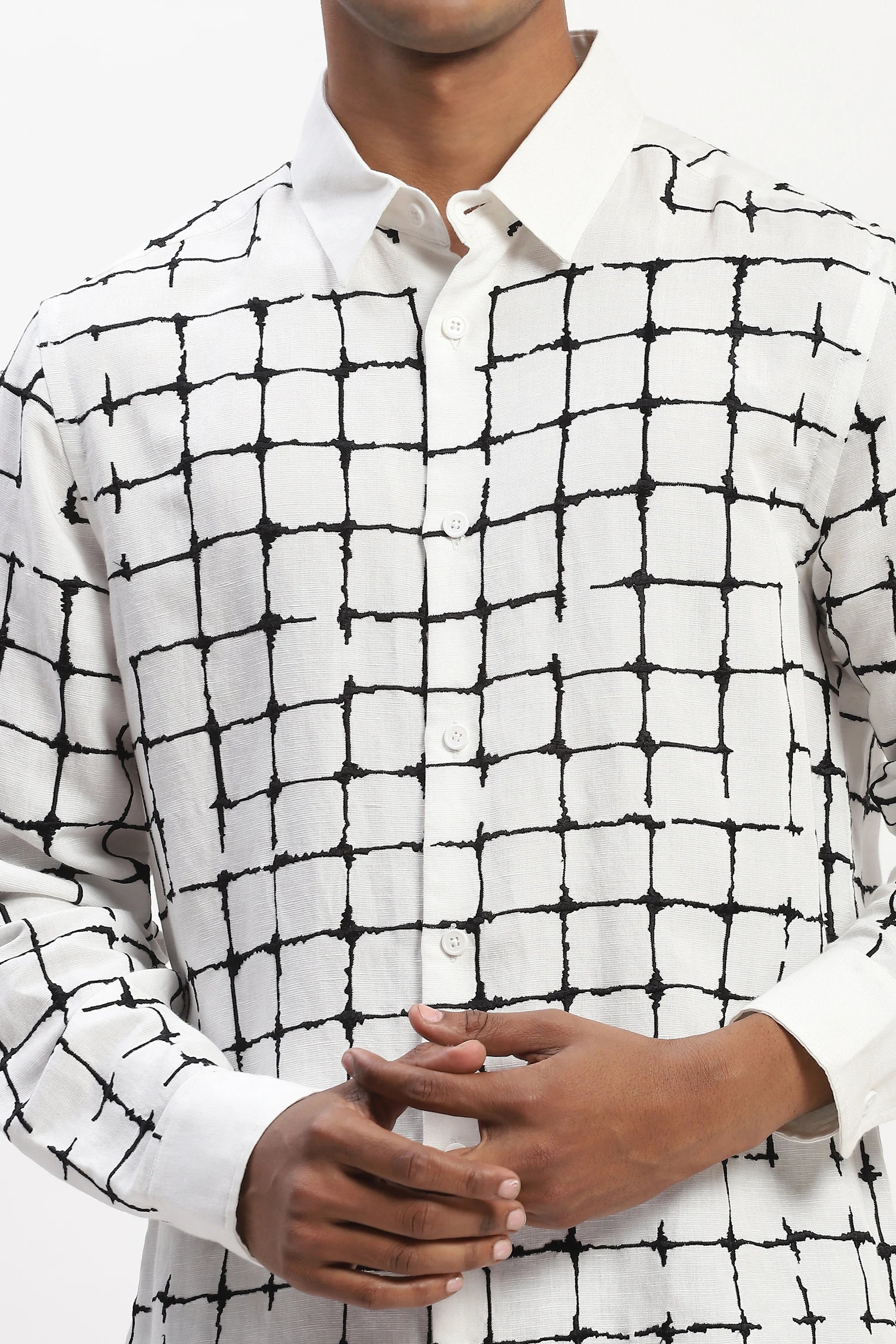 Embroidered Grid Shirt
