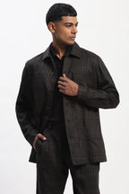 Hand Block Printed Grid Jacket