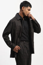 Hand Block Printed Grid Jacket