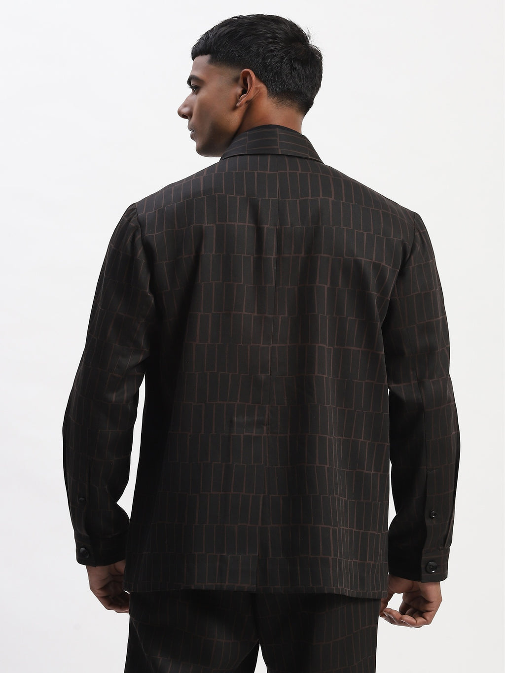 Hand Block Printed Grid Jacket