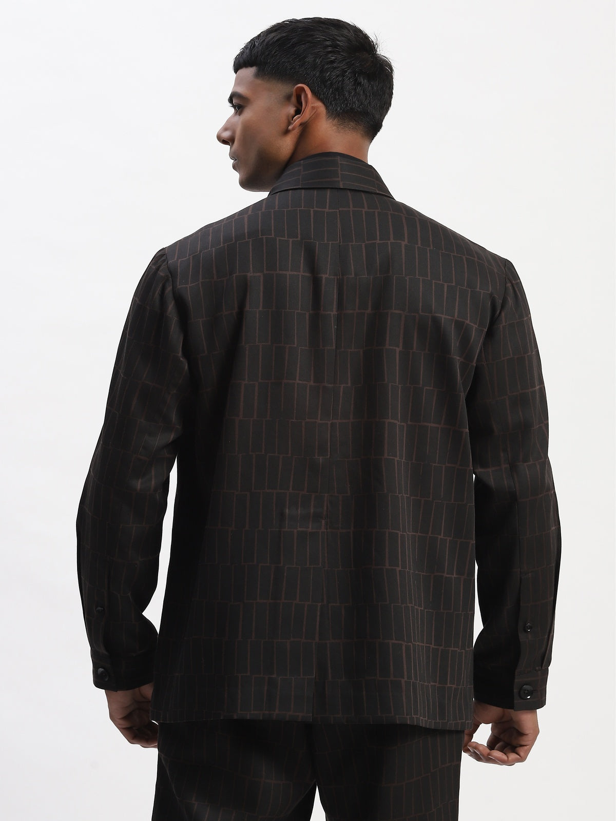 Hand Block Printed Grid Jacket