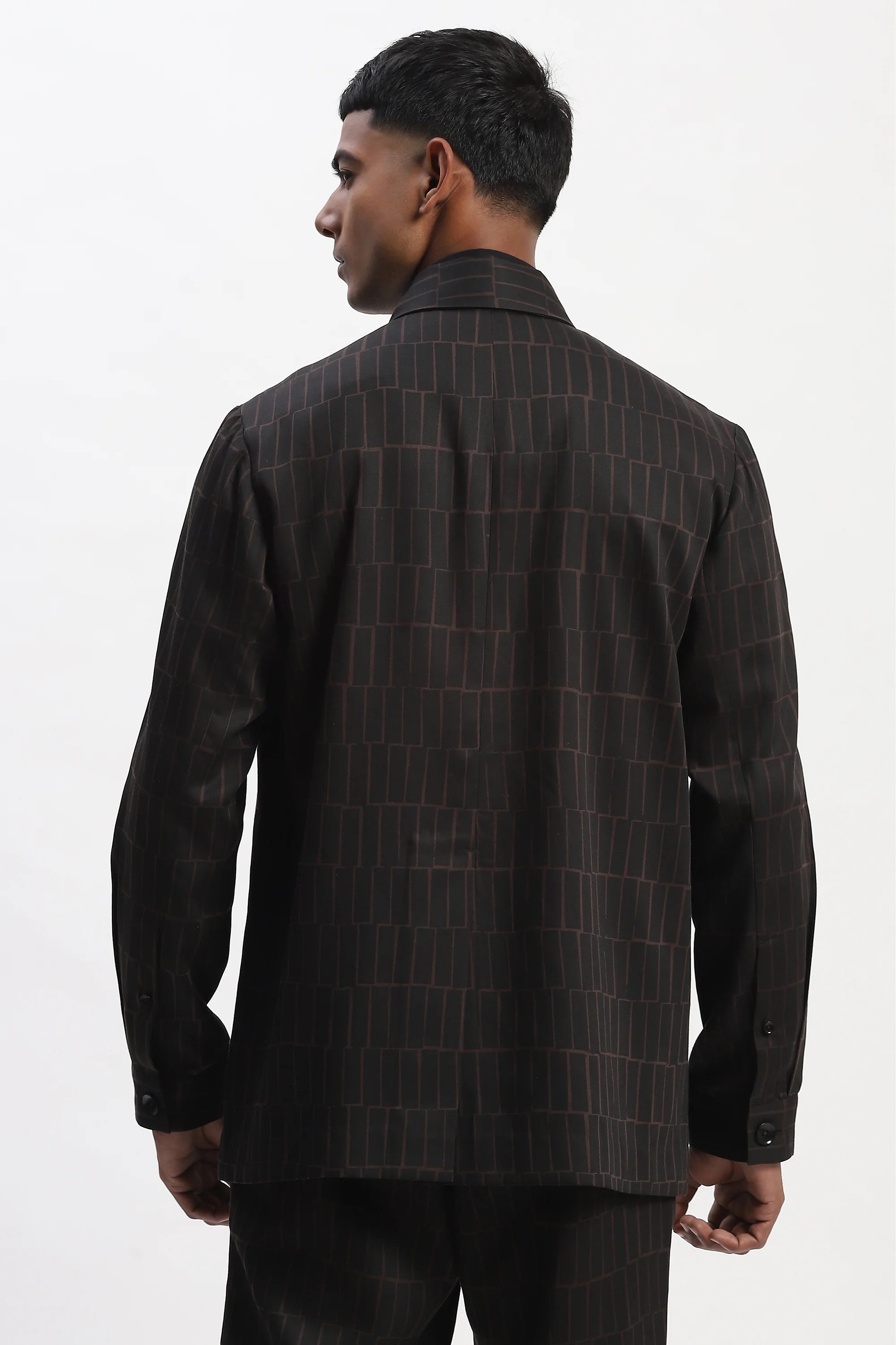 Hand Block Printed Grid Jacket