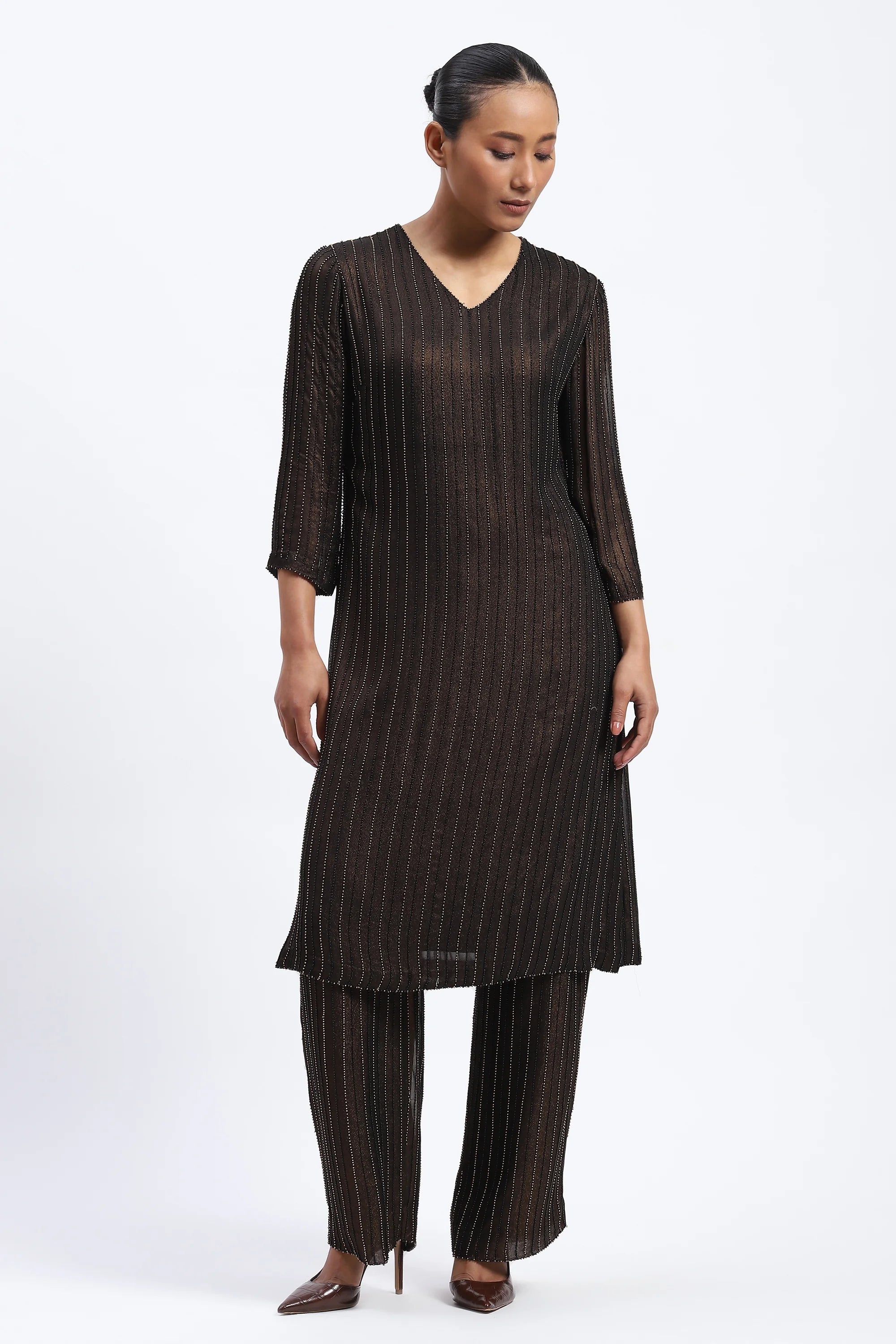 Gold Foil Beaded Kurta