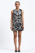 X-Ray Sequinned Metallic Floral Print Dress