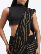 Broken Stripes Sequins Sari