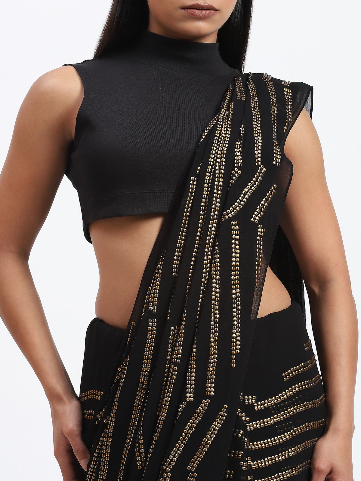 Broken Stripes Sequins Sari