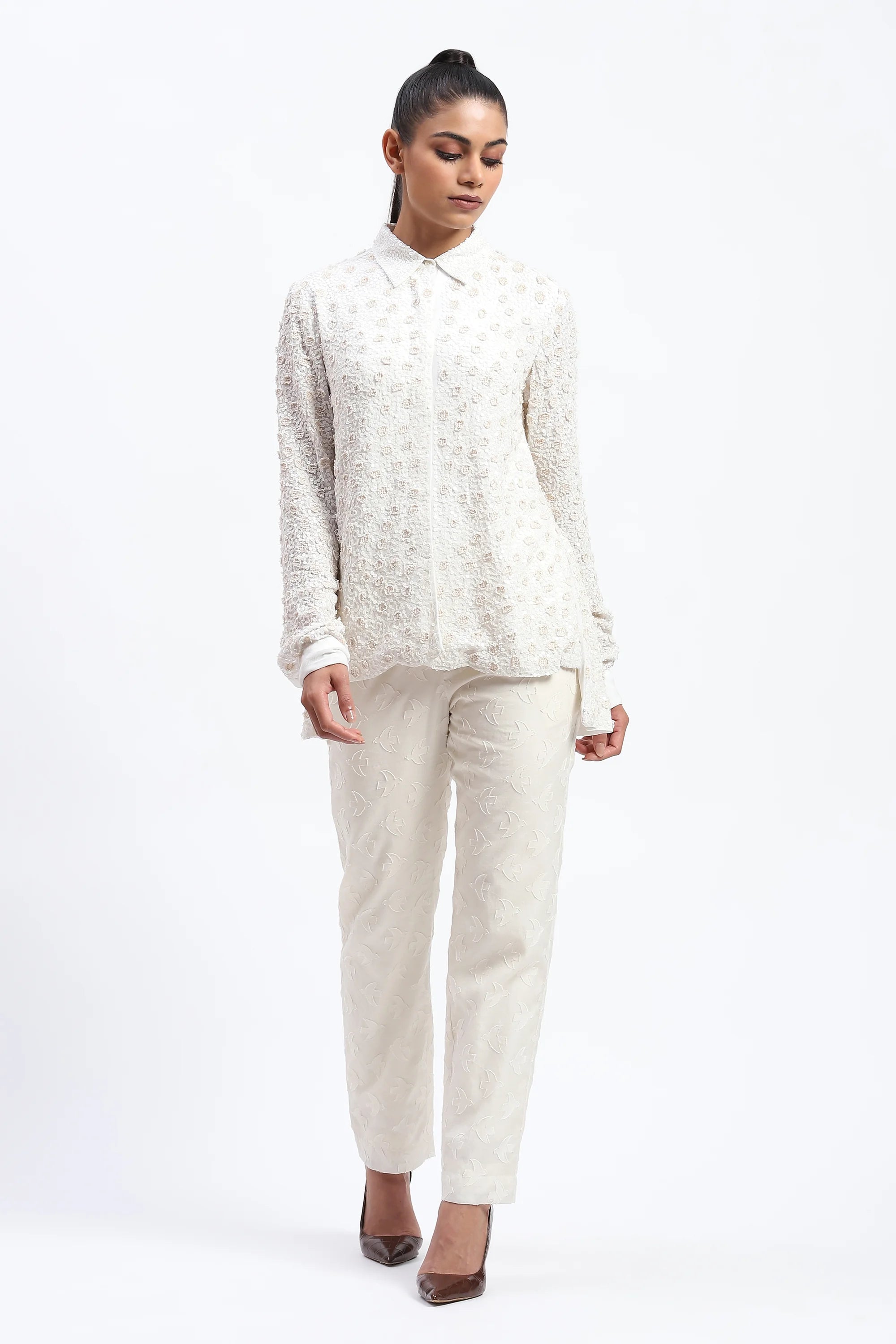 Sequin And Applique Dots Shirt
