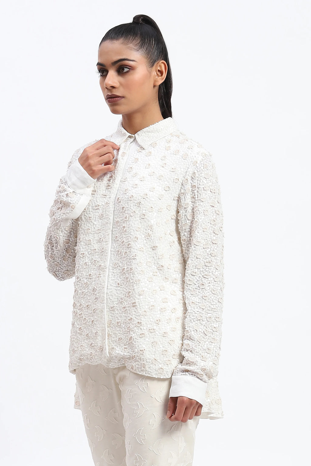 Sequin And Applique Dots Shirt