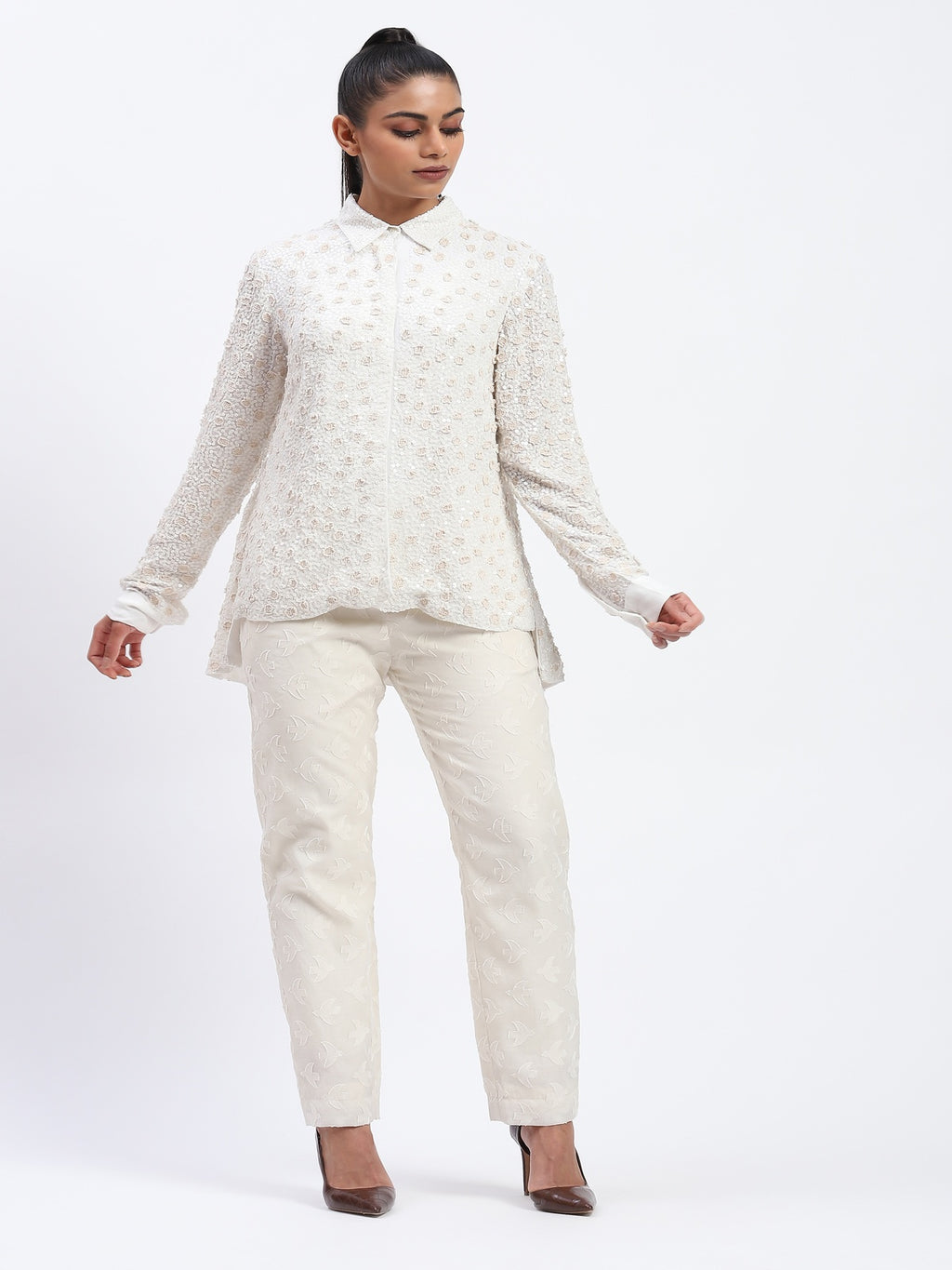 Sequin And Applique Dots Shirt