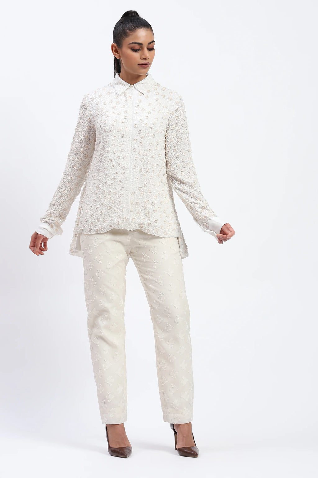 Sequin And Applique Dots Shirt