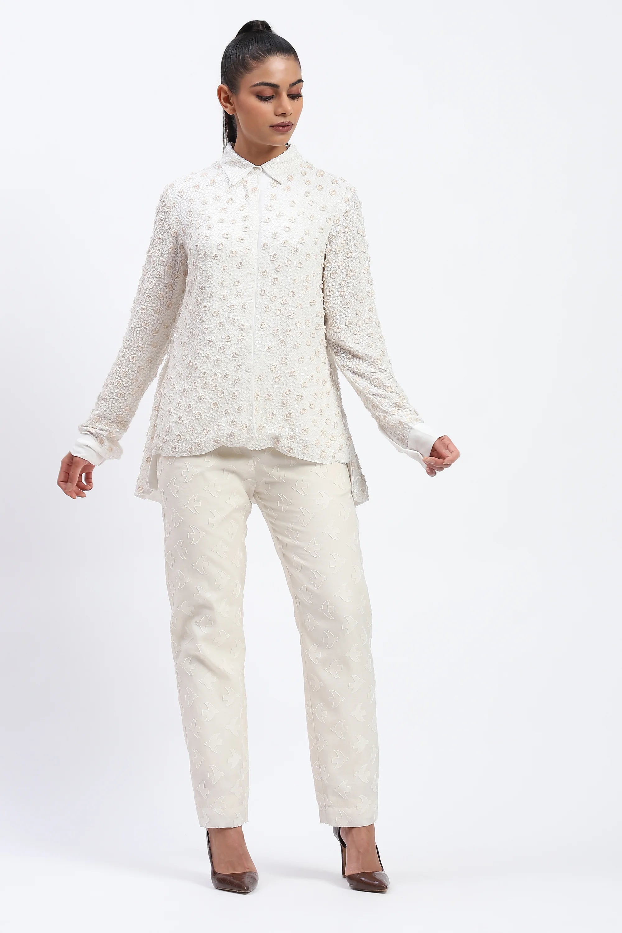 Sequin And Applique Dots Shirt