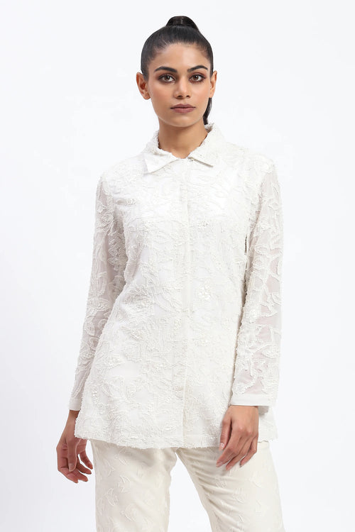 Cutwork Floral With Sequins Shirt