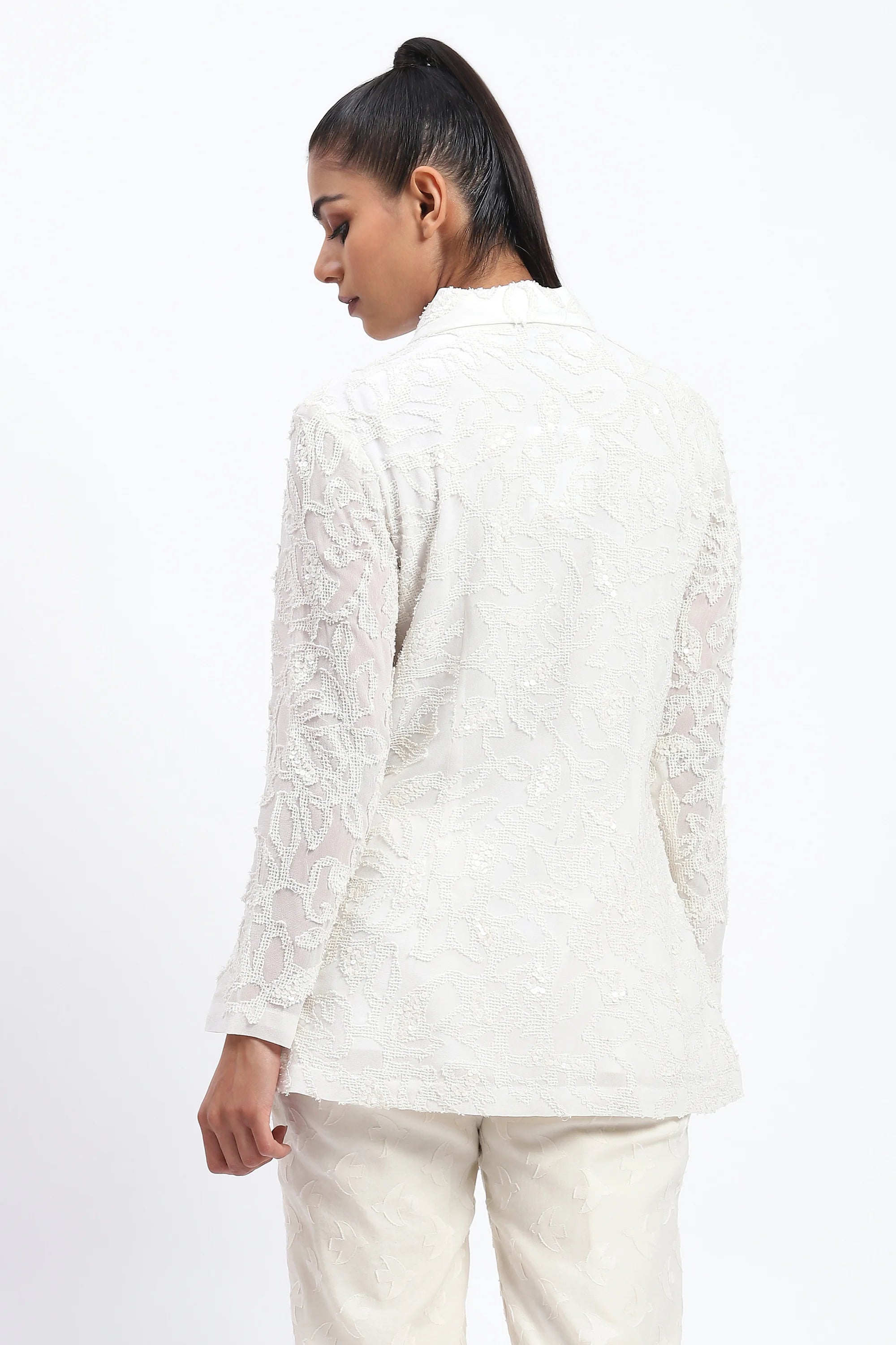 Cutwork Floral With Sequins Shirt