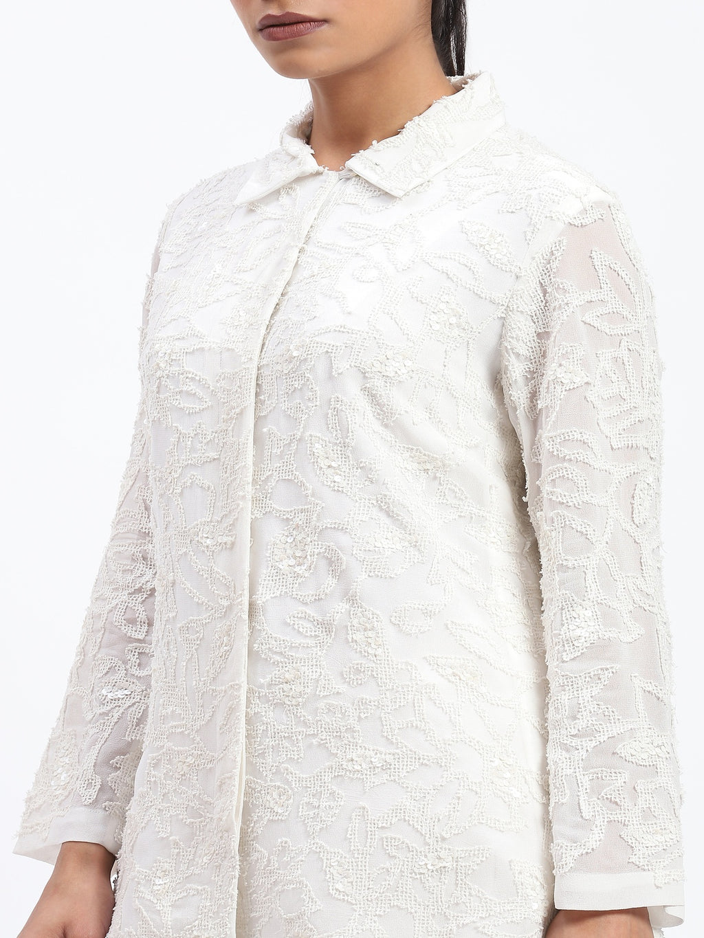 Cutwork Floral With Sequins Shirt