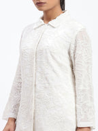 Cutwork Floral With Sequins Shirt