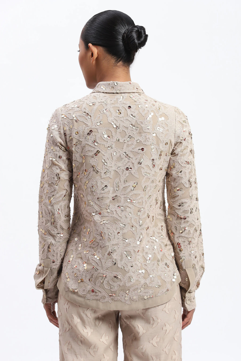 Cutwork Floral With Recycled Sequins Shirt