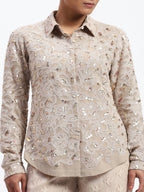 Cutwork Floral With Recycled Sequins Shirt