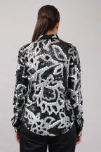 X-Ray Sequinned Metallic Floral Print Shirt