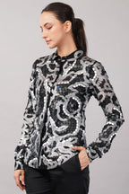 X-Ray Sequinned Metallic Floral Print Shirt