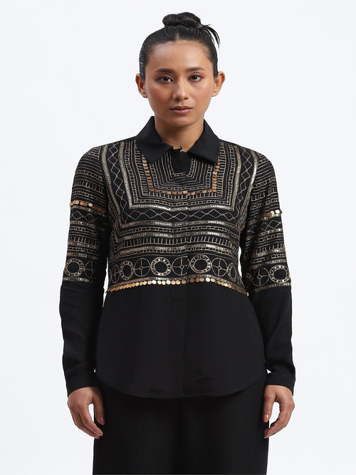 Tribal Zari Embroidery Shirt