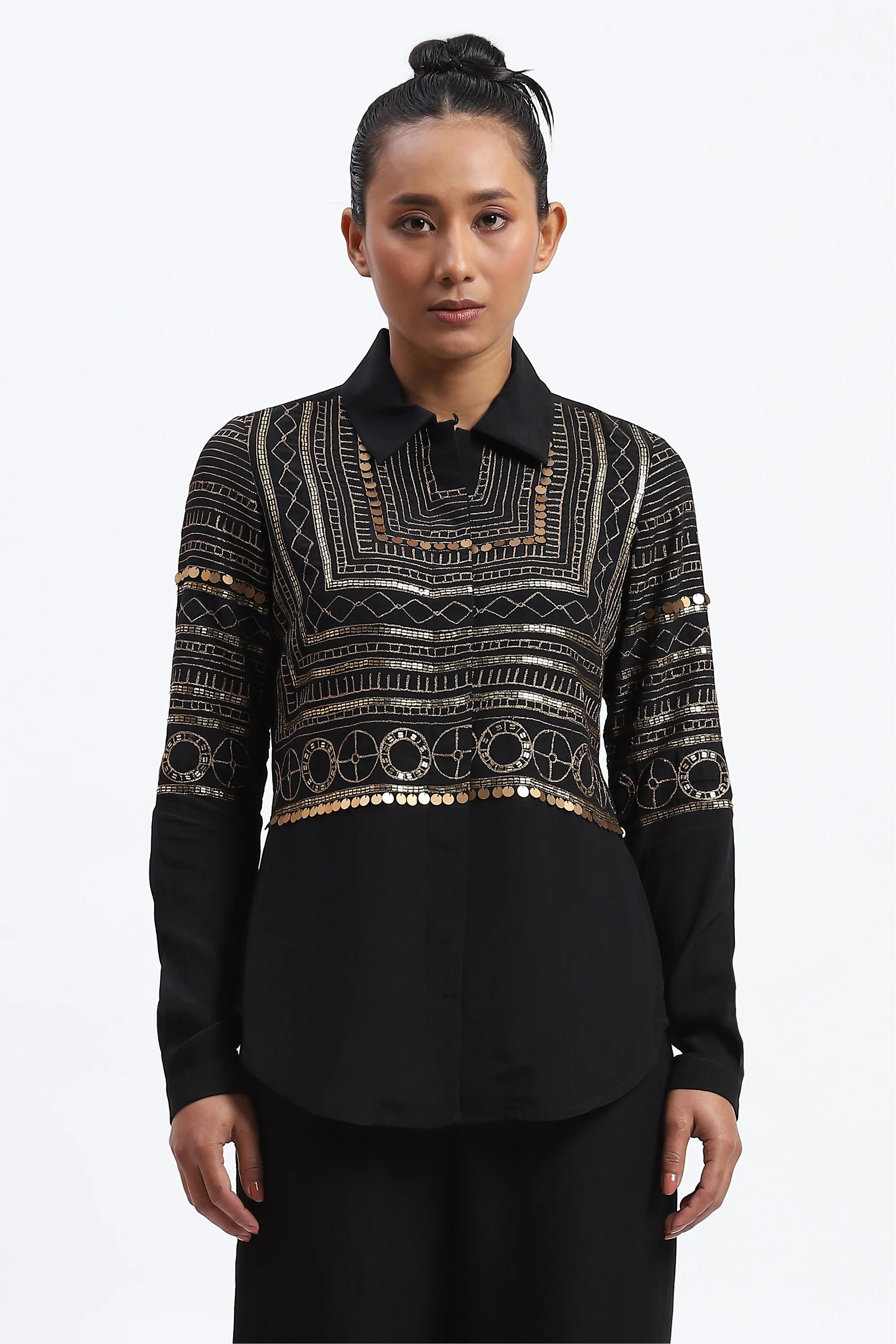 Tribal Zari Embroidery Shirt