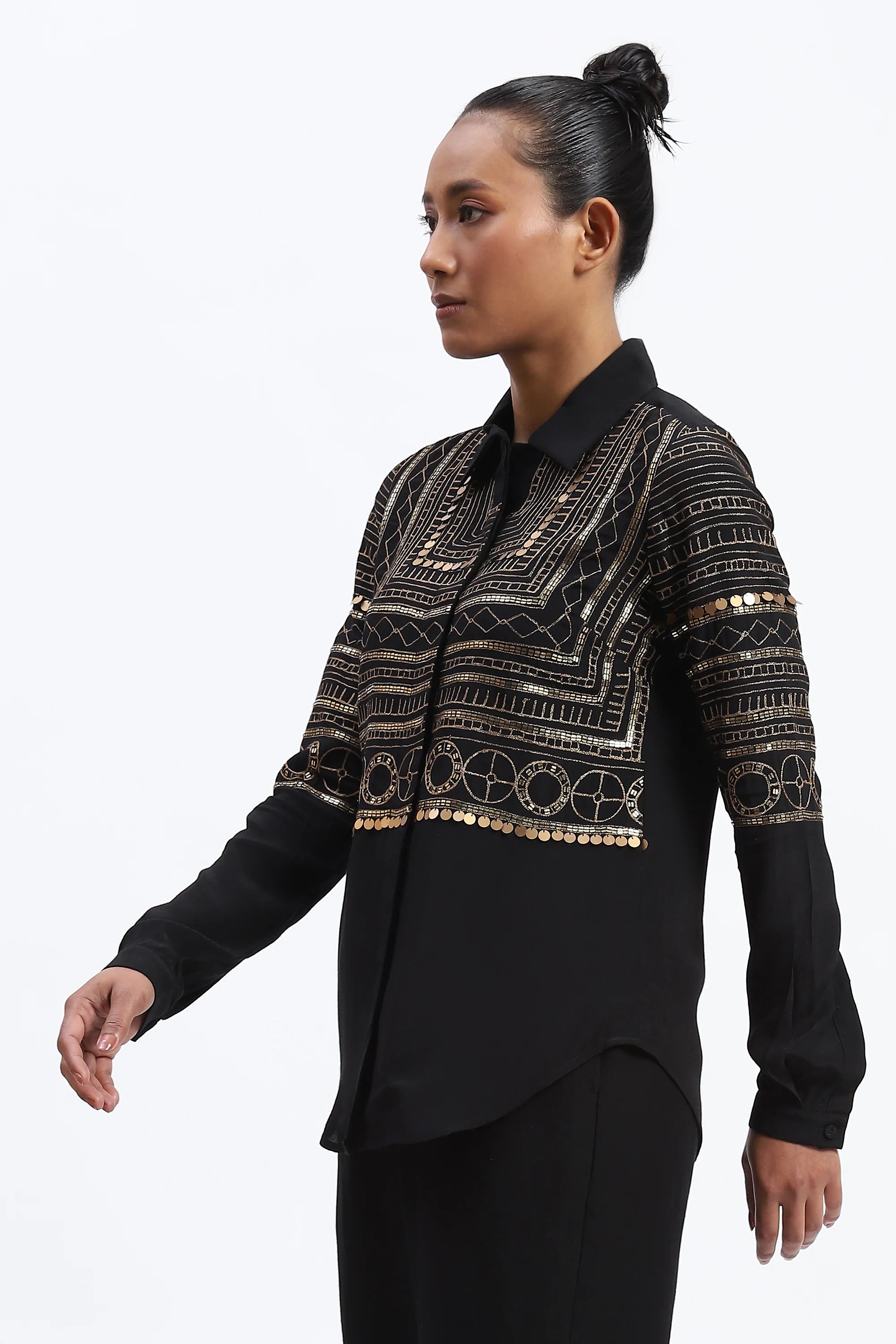 Tribal Zari Embroidery Shirt