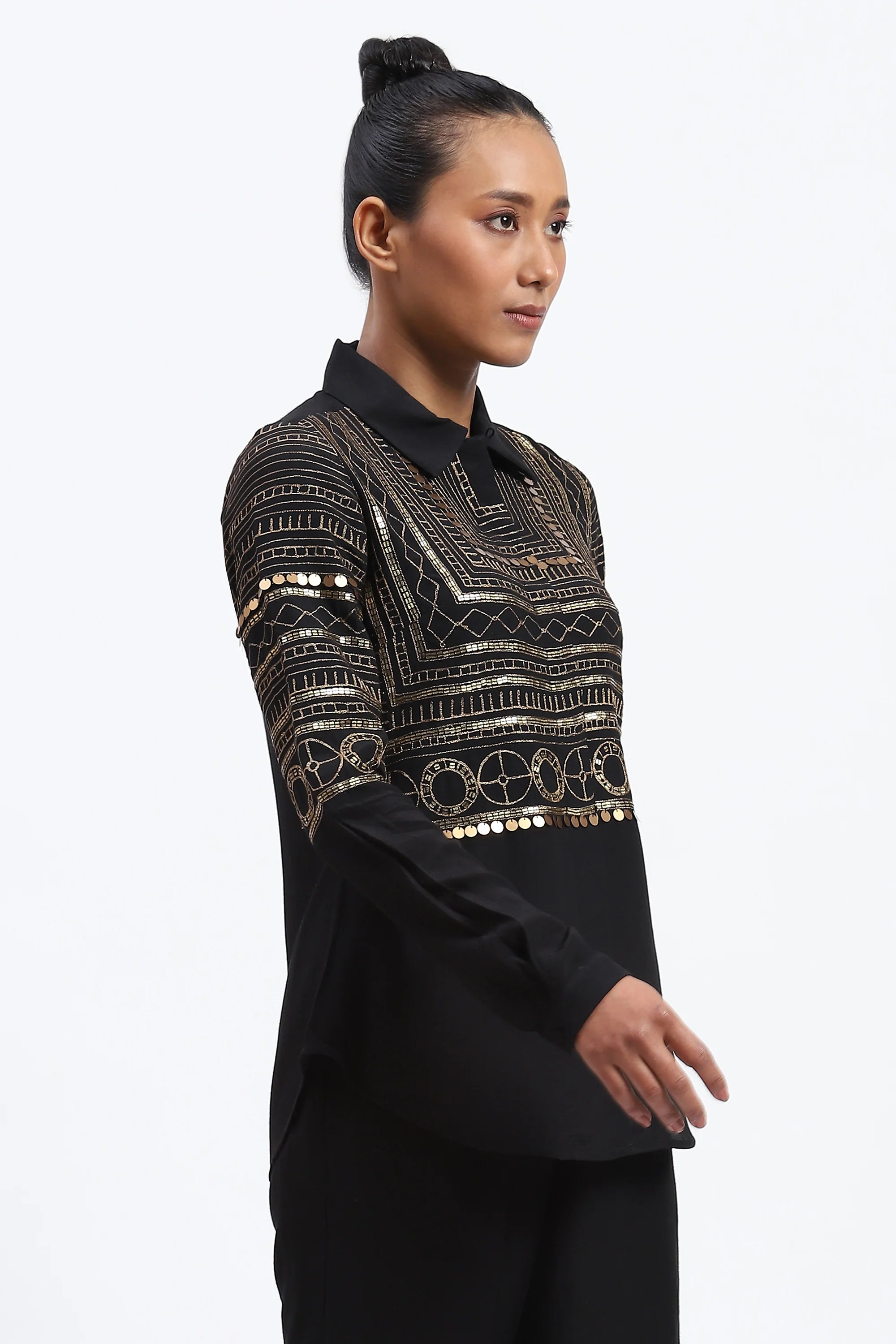 Tribal Zari Embroidery Shirt