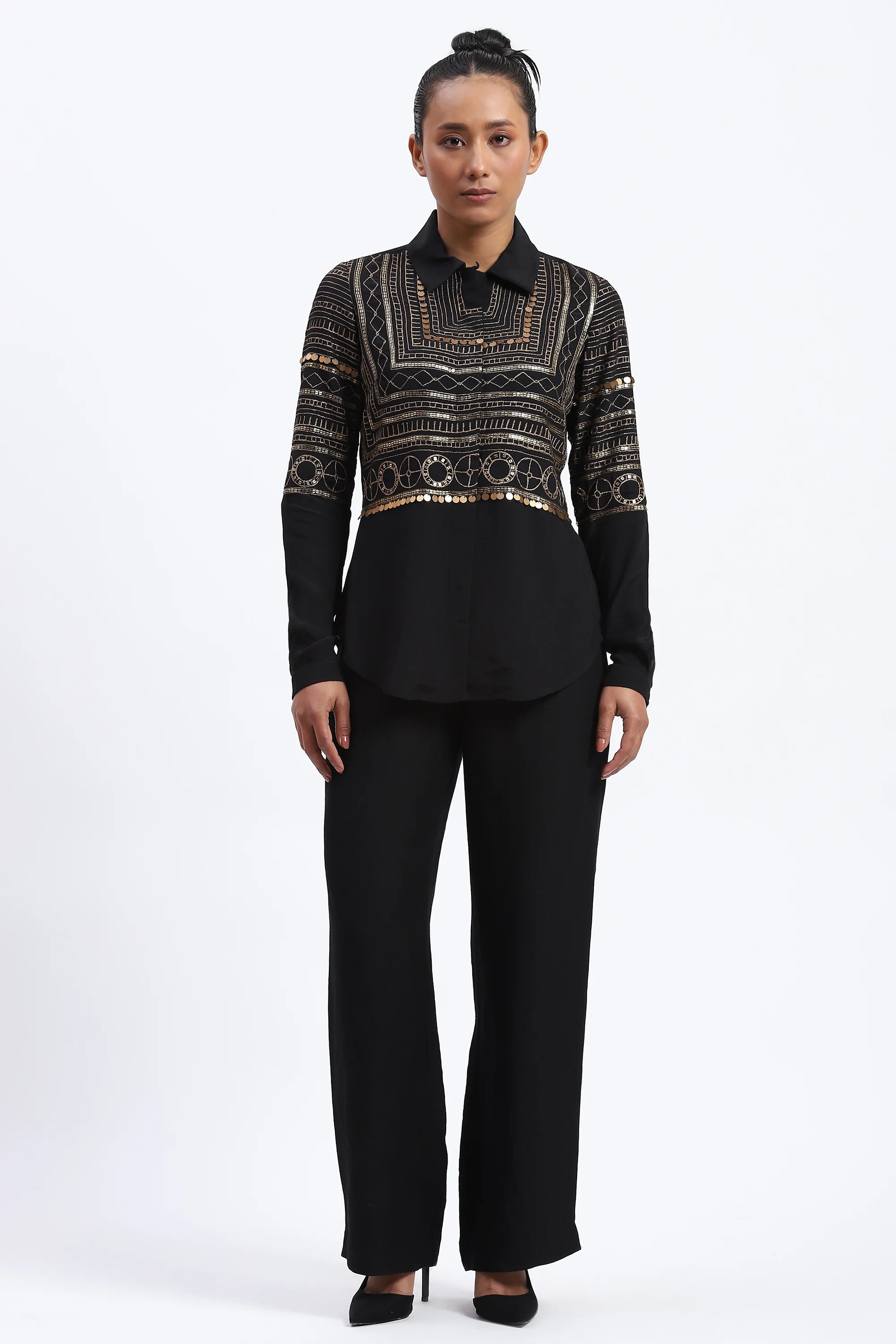 Tribal Zari Embroidery Shirt