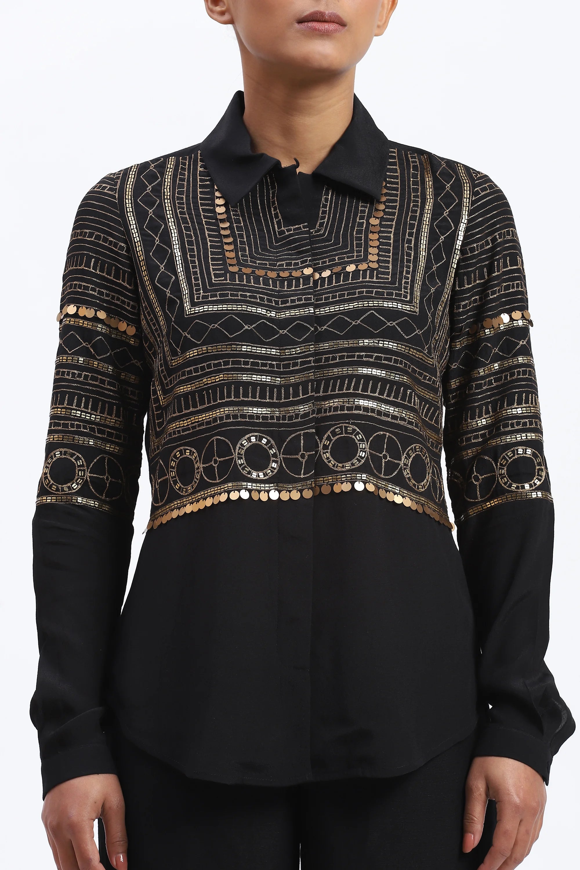 Tribal Zari Embroidery Shirt