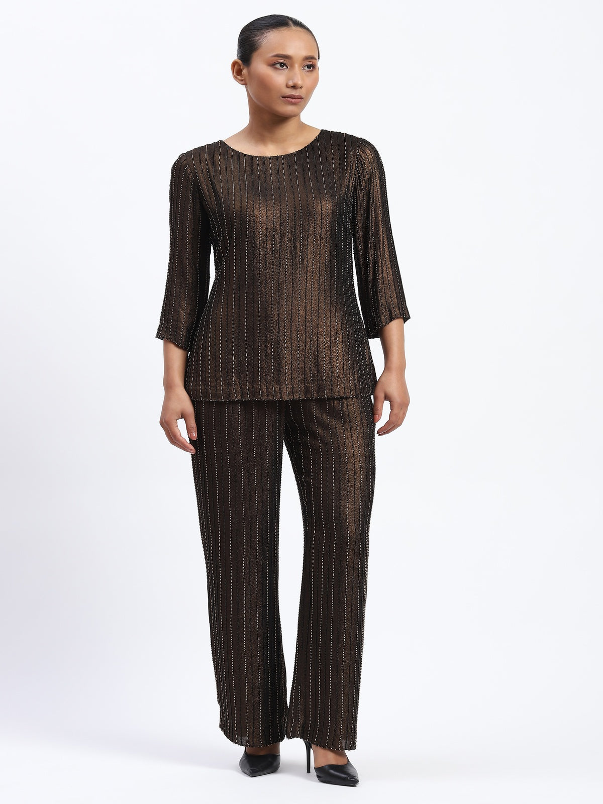 Gold Foil Beaded Top