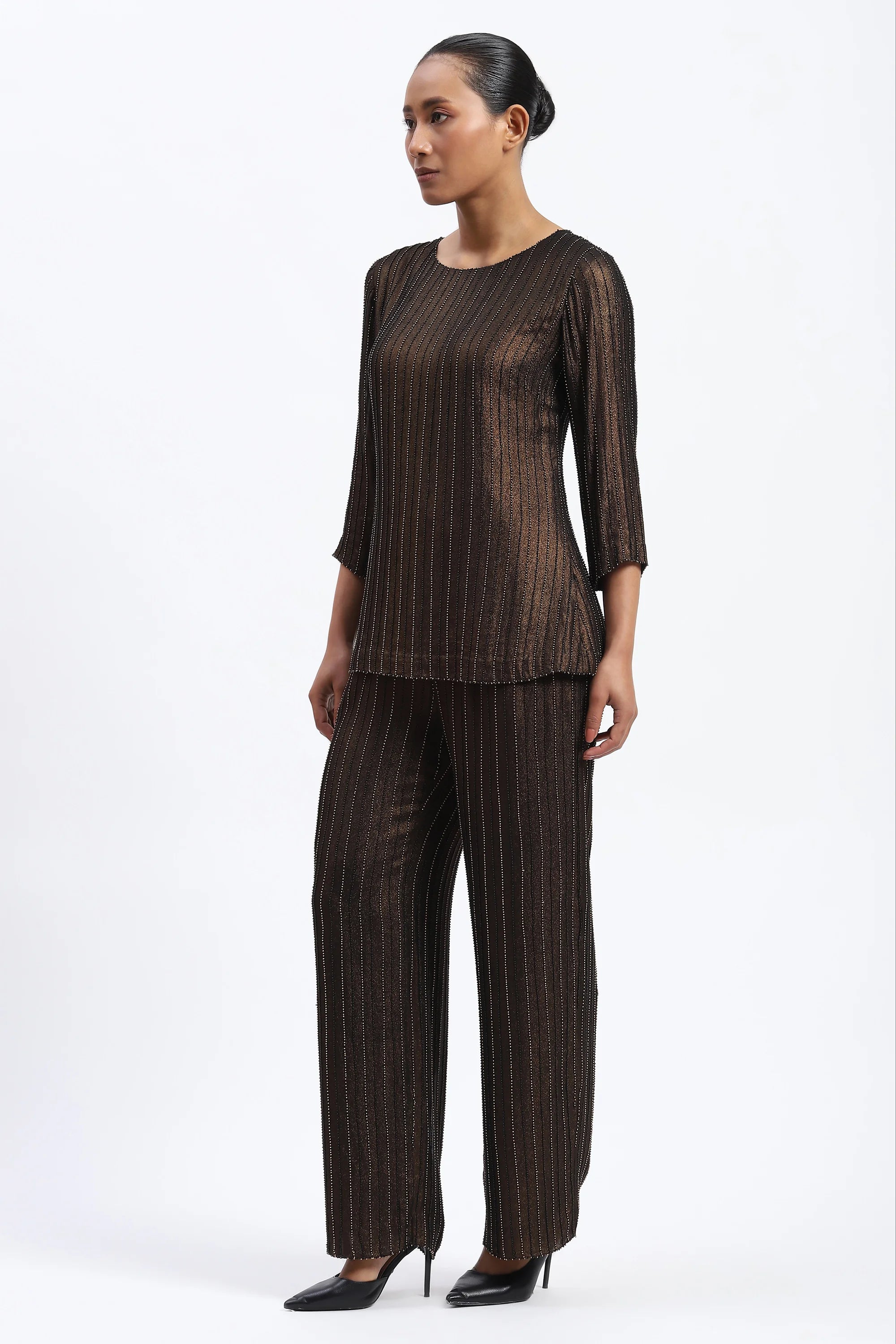 Gold Foil Beaded Top
