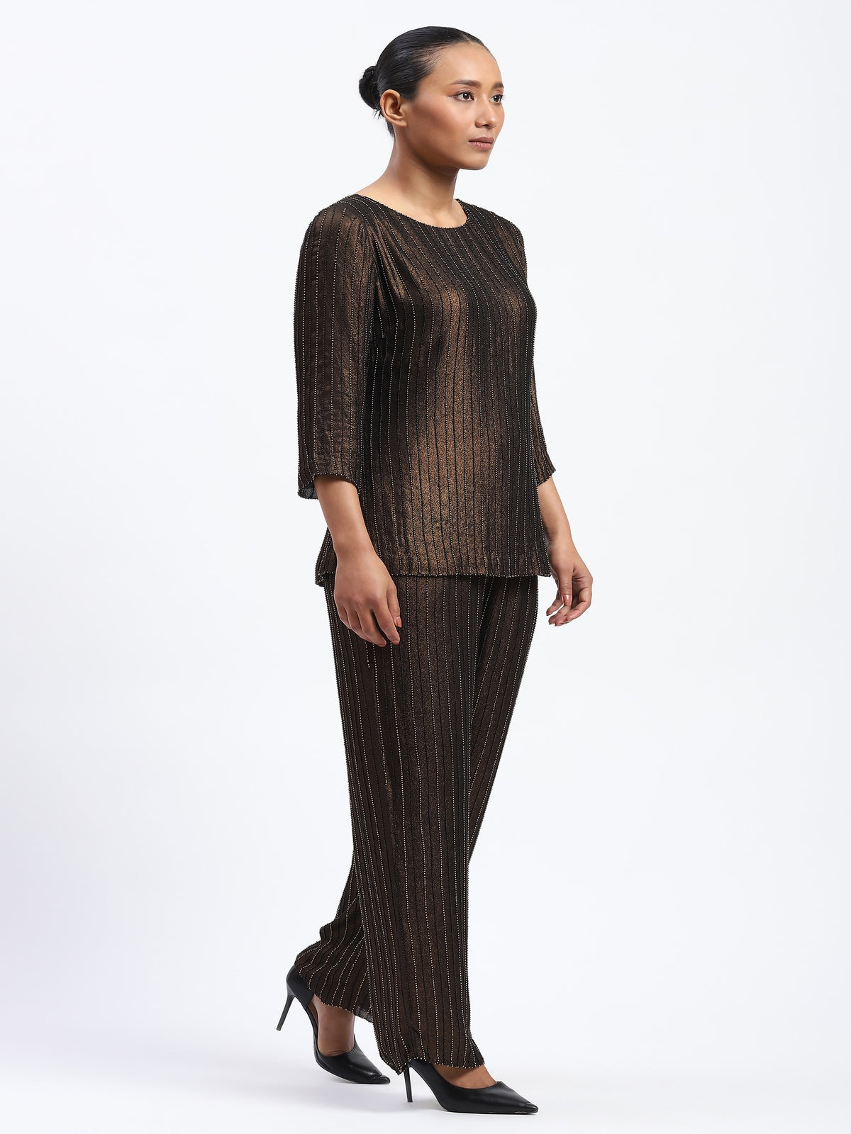 Gold Foil Beaded Top