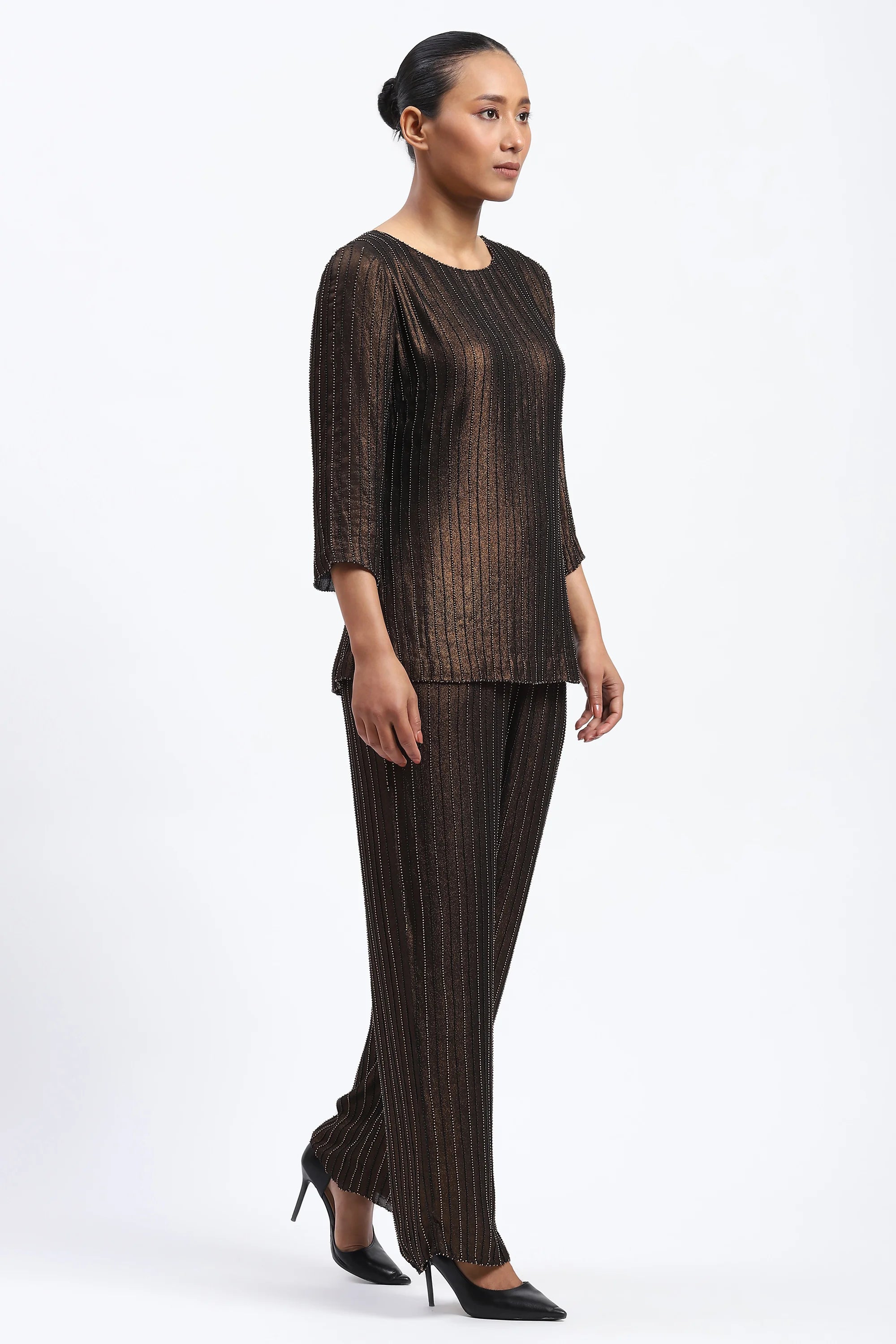Gold Foil Beaded Top
