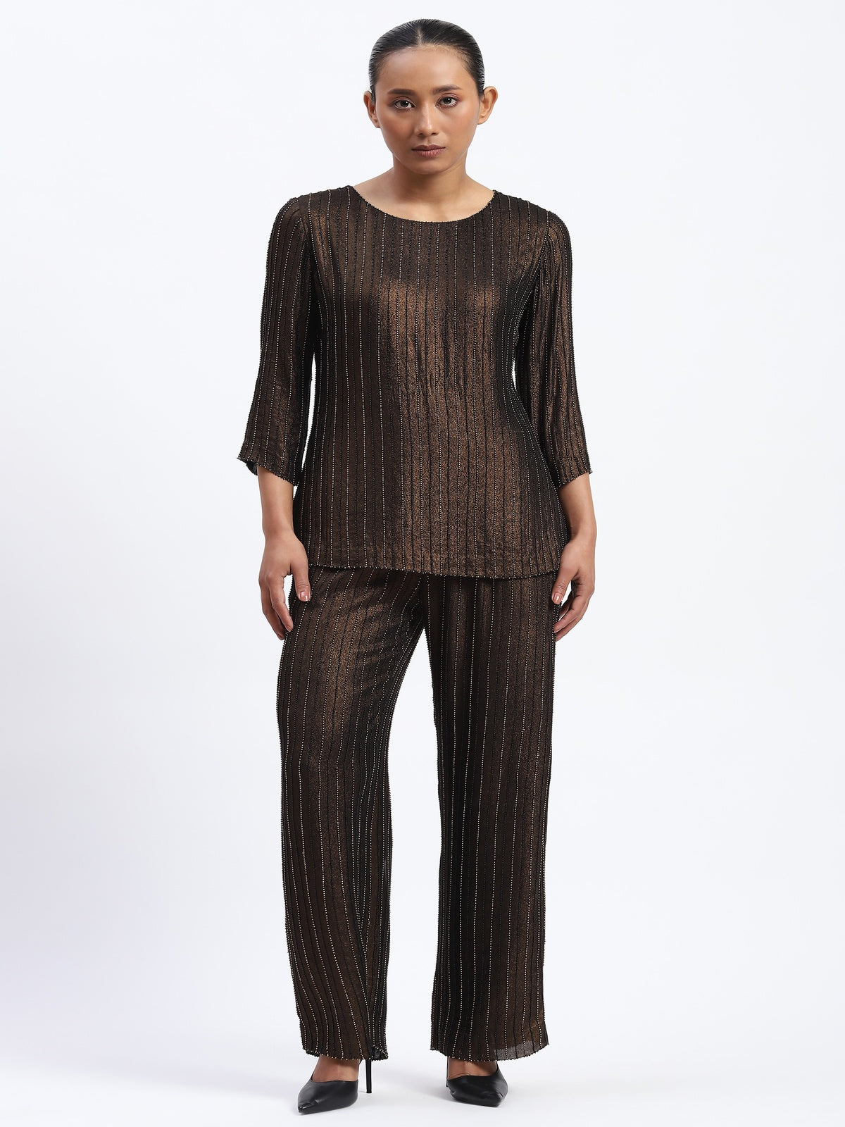 Gold Foil Beaded Top