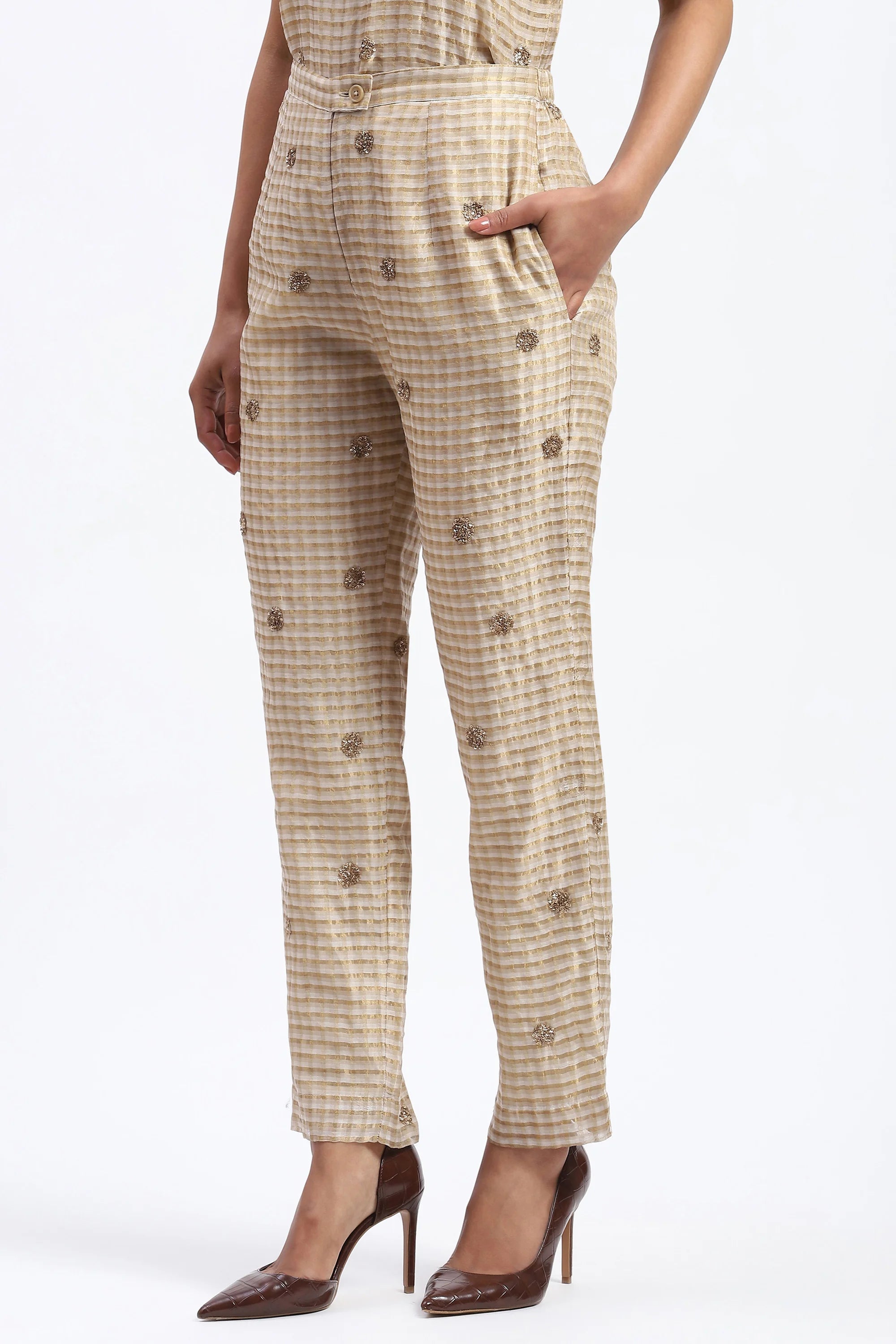 Gold Maheshwar Trouser