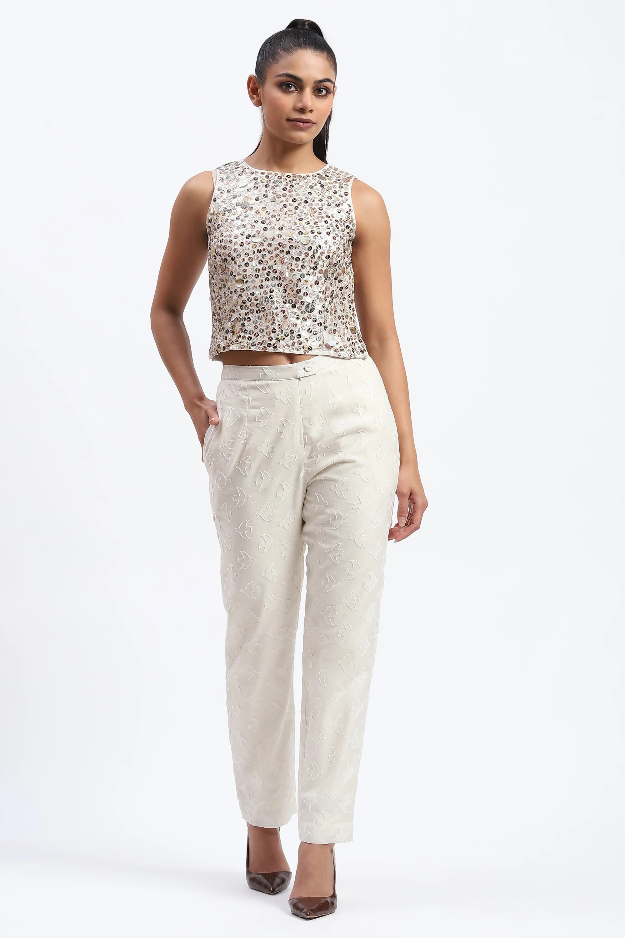 Bird Cutwork Trouser