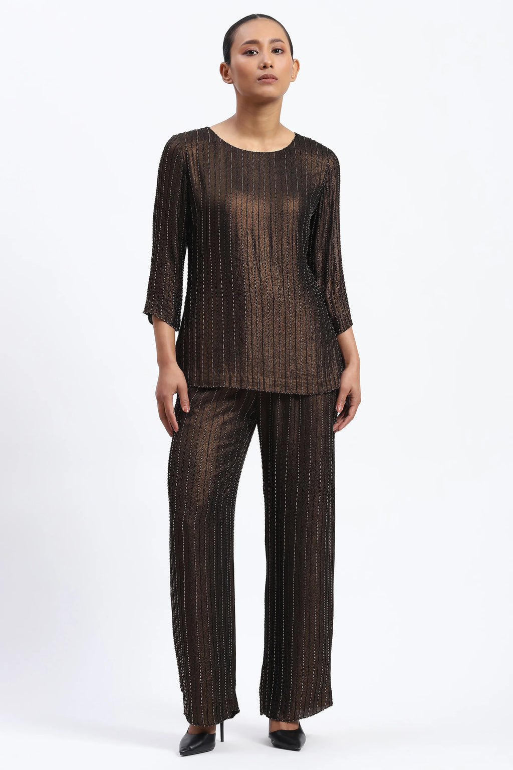 Gold Foil Beaded Trouser