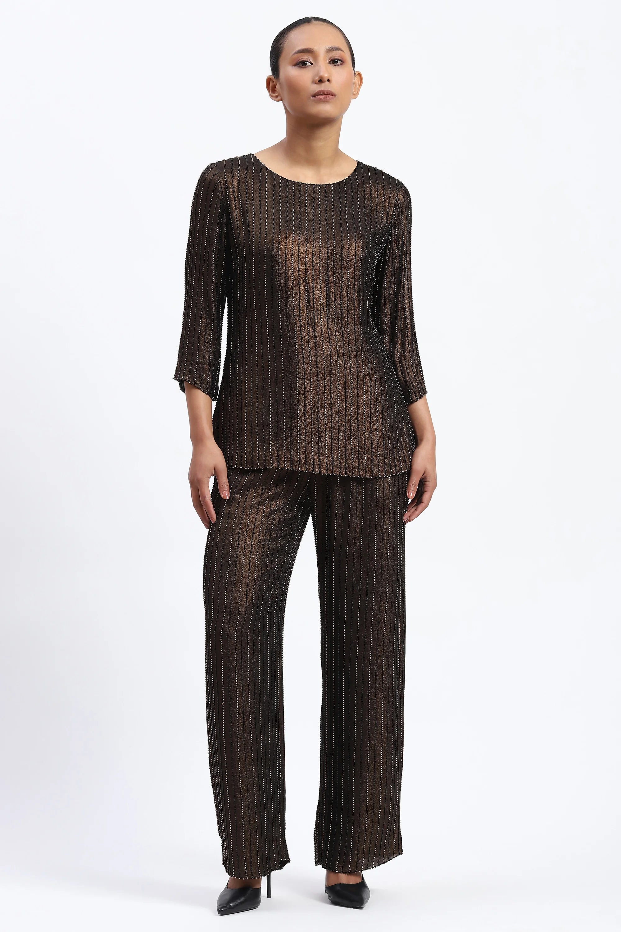 Gold Foil Beaded Trouser