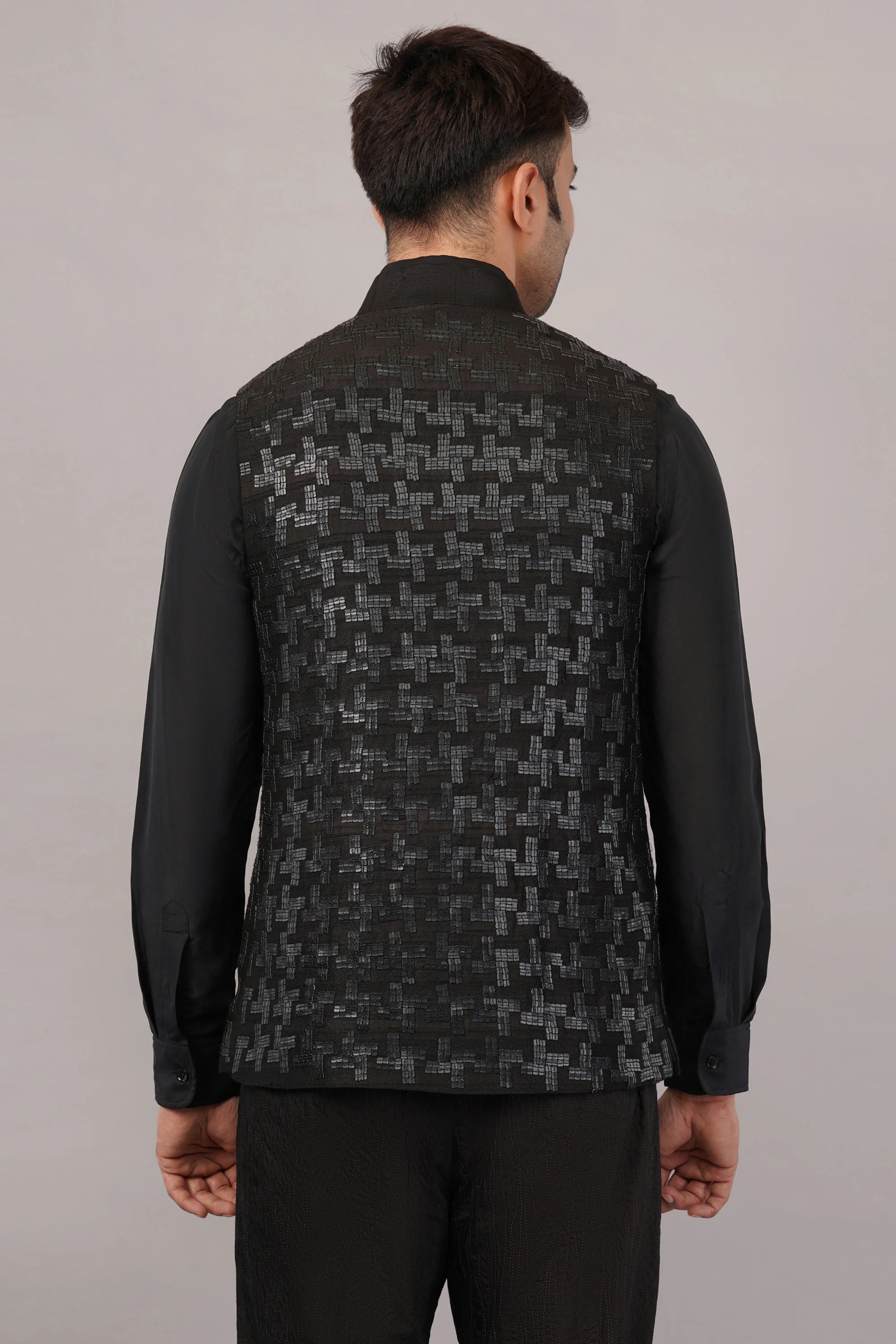 Hondstooth Sequin Bundi Black