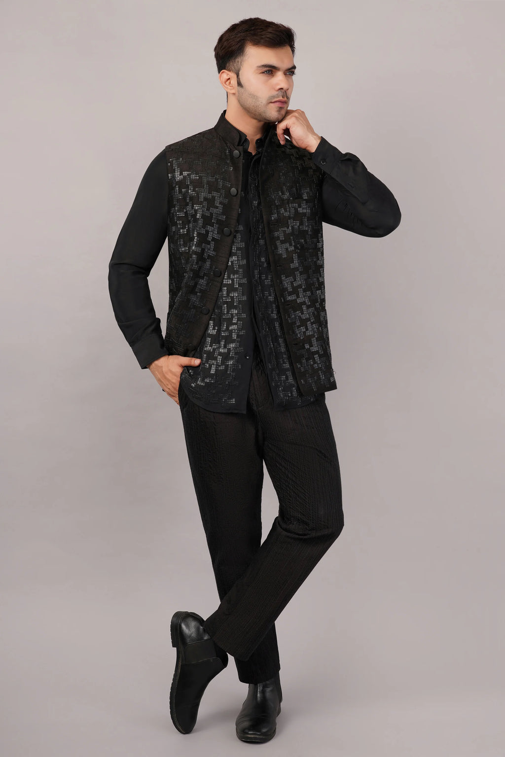Hondstooth Sequin Bundi Black
