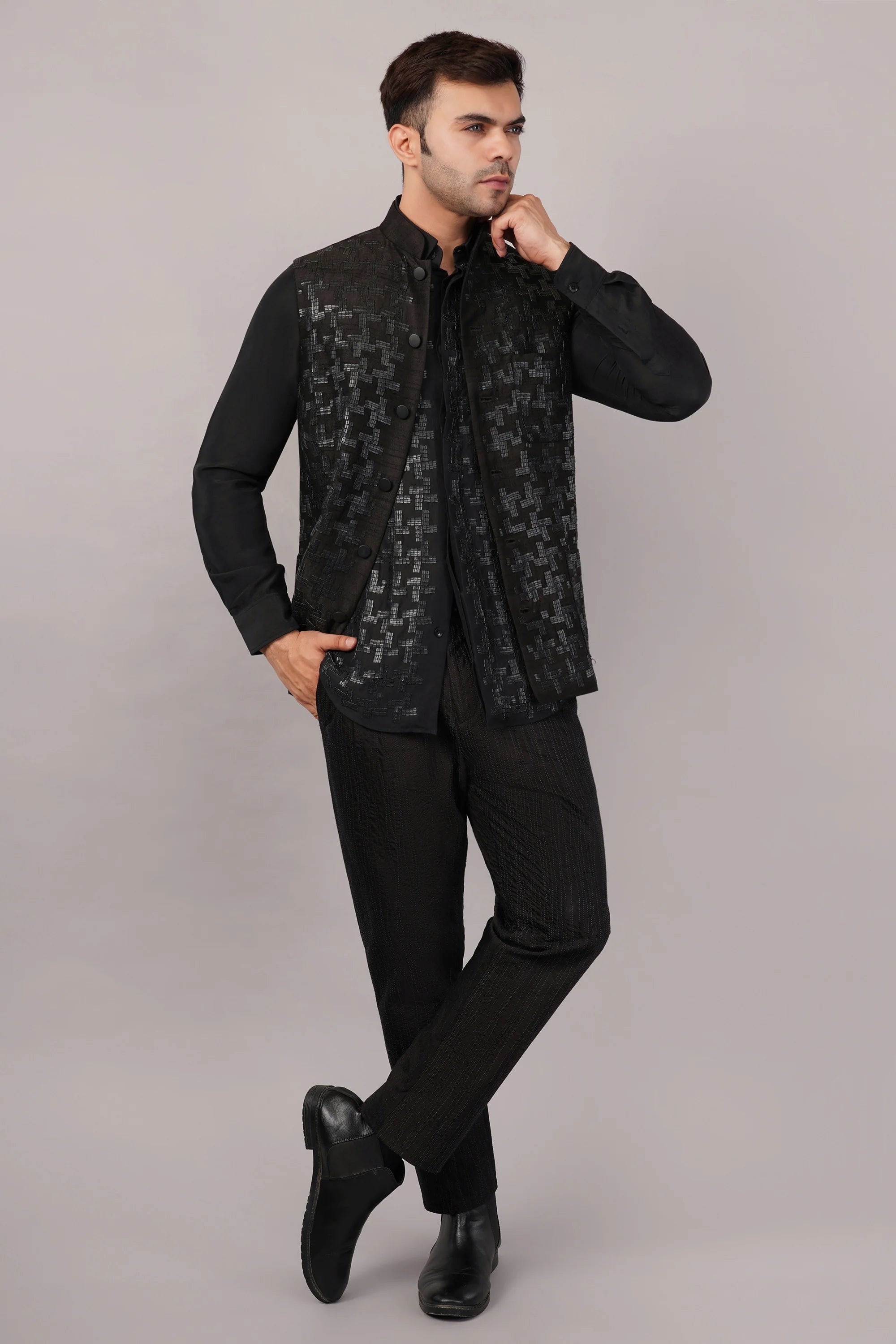 Hondstooth Sequin Bundi Black