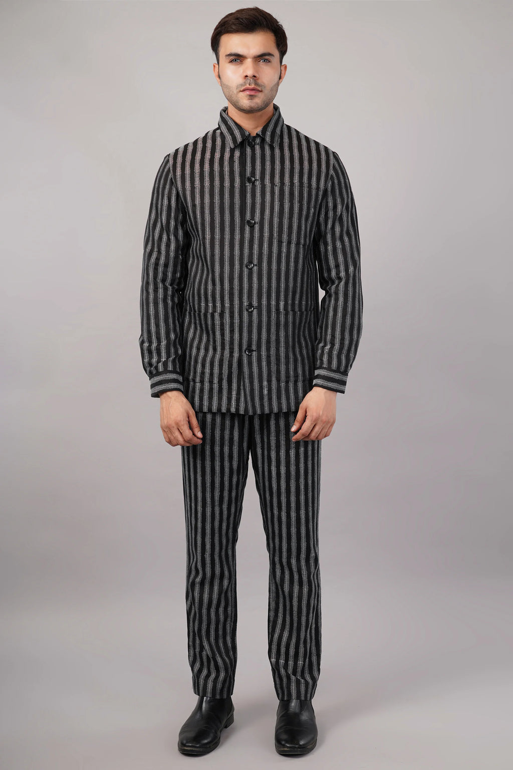 Stair Stripe Jacket Black & Ivory