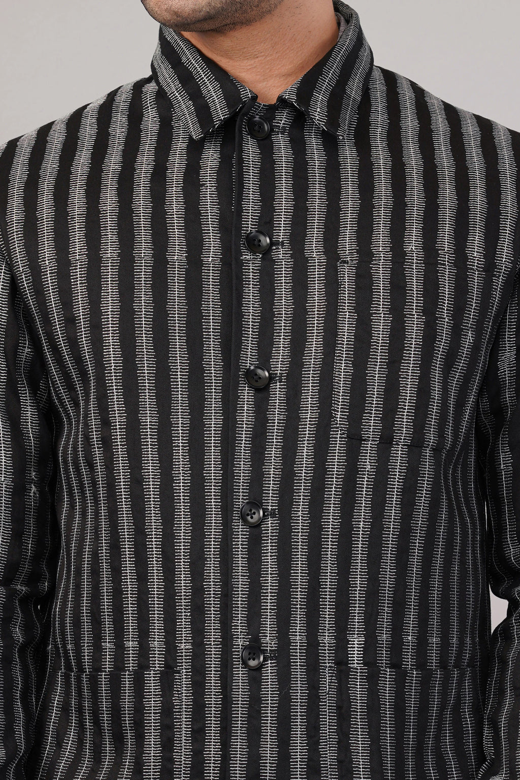 Stair Stripe Jacket Black & Ivory