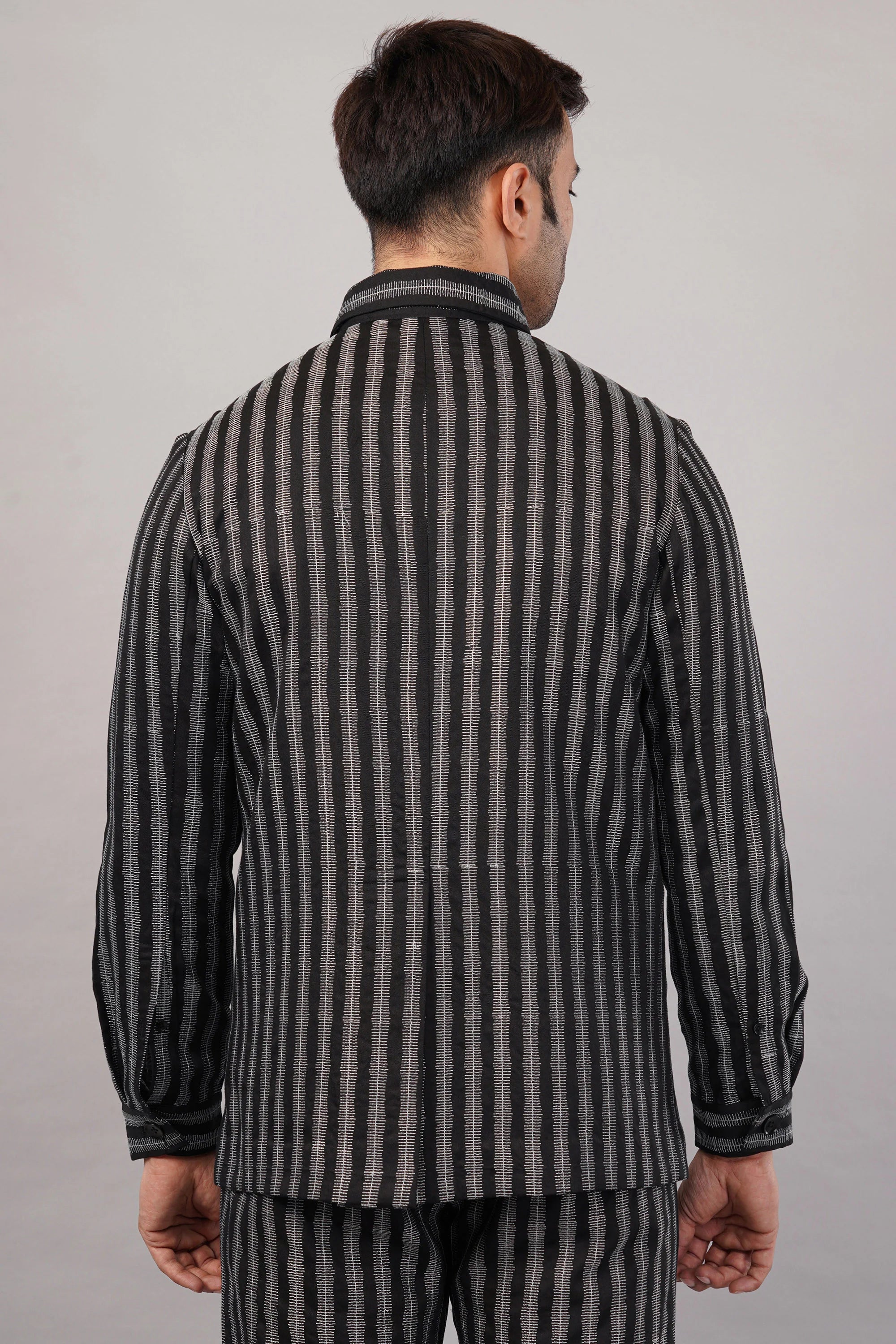 Stair Stripe Jacket Black & Ivory