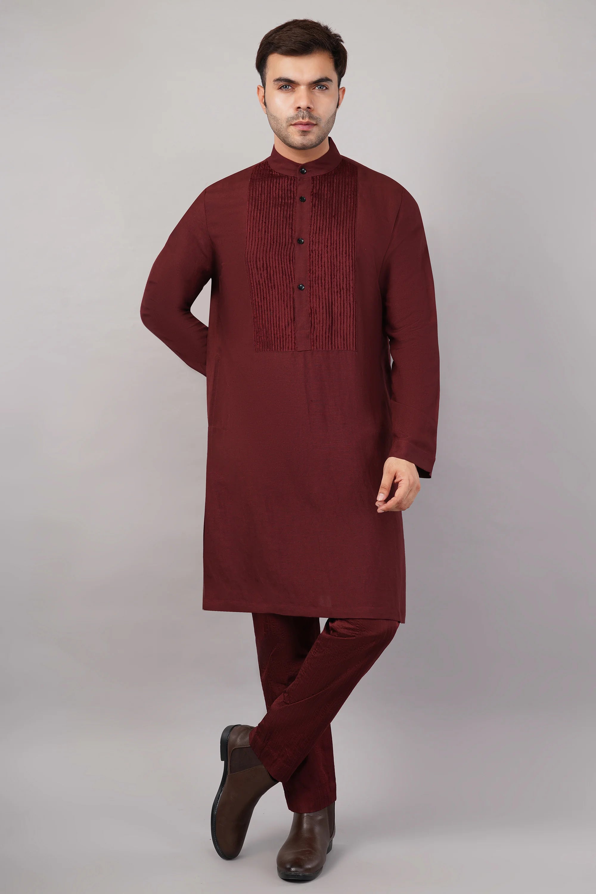 Silk Cutwork Yoke Kurta