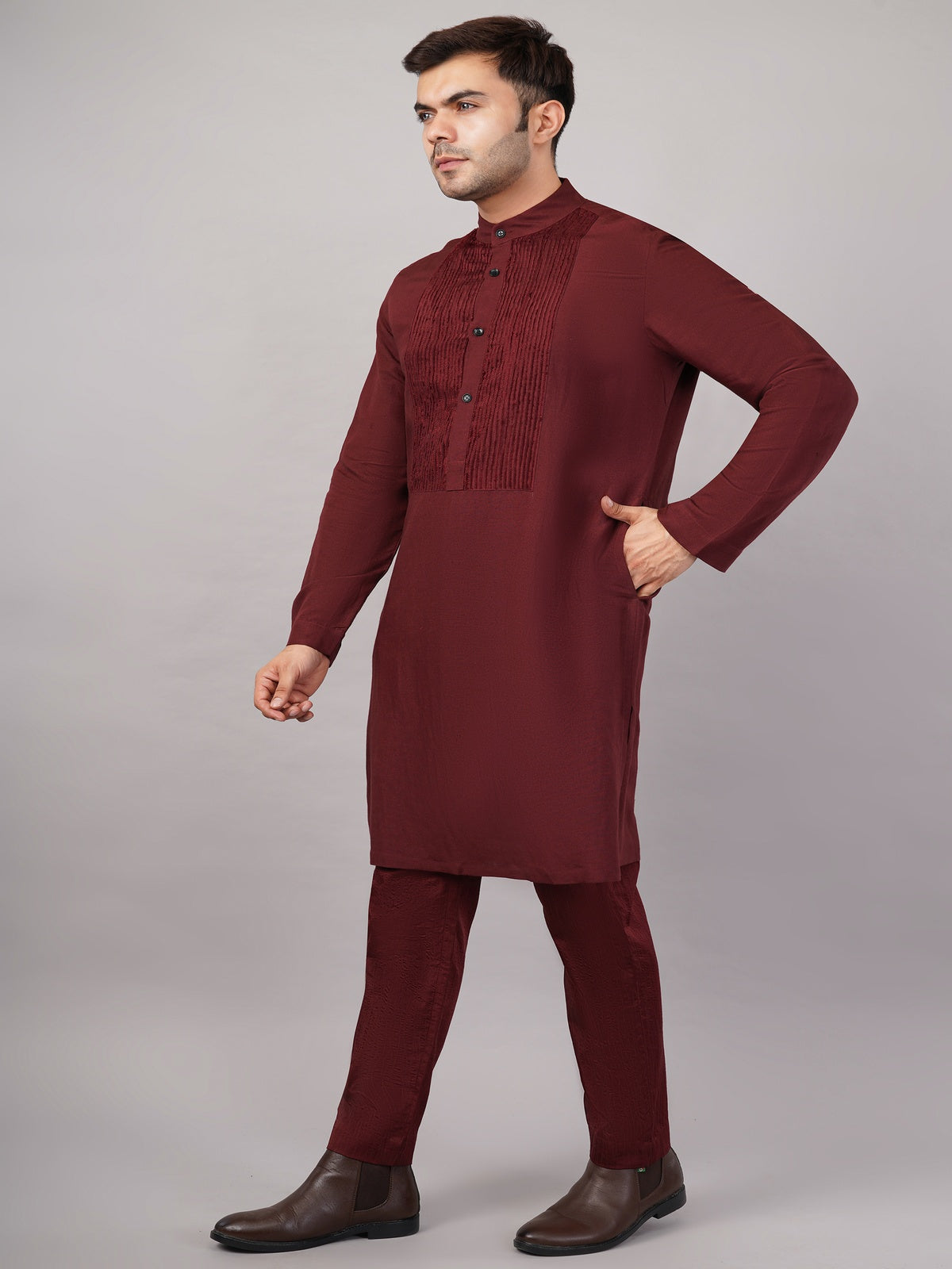 Silk Cutwork Yoke Kurta